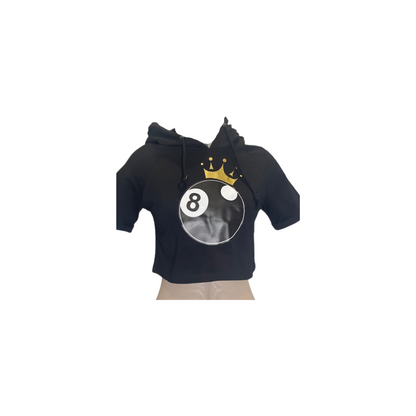 Hoodie - 8 Ball Cropped - Black