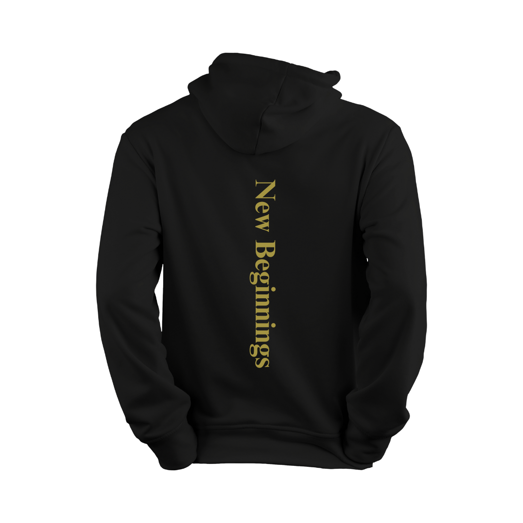 Hoodie - Black/Gold New Beginnings - Black