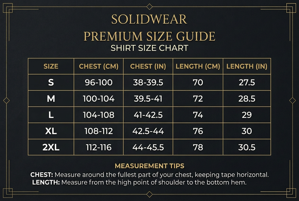 Solidwear Size Guide